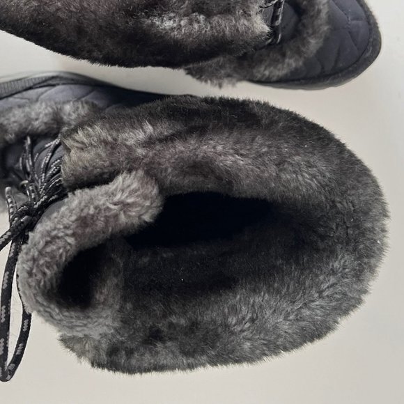 L.L. Bean Quilted Winter Snow Boots Faux Fur Lined Mid Calf Lace Up Booties - Picture 11 of 16